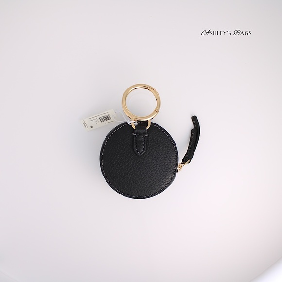 Tory Burch Thea Coin Pouch Keychain In Black - Picture 2 of 4